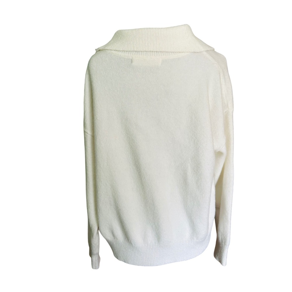 Elodie Cream Collared Knit Pullover Sweater Top Women's Size S - Picture 3 of 6